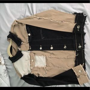 Brown patchwork jean jacket